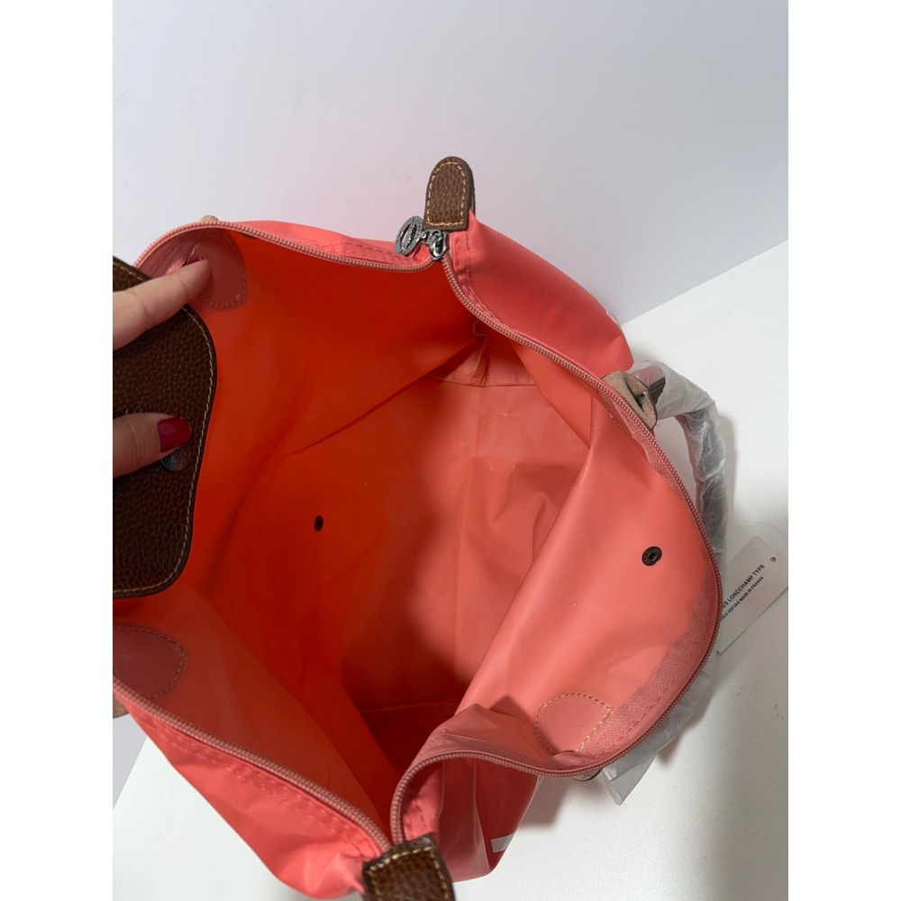 NWT Longchamp Coral orange red,brown Le Pliage Tote bag.Ltd Edition Eiffel Tower - Picture 14 of 14